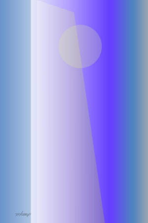 Abstract digital artwork with strong warm red and black vertical gradient bands, a soft, central circle, and a full-length transparent diagonal shape.