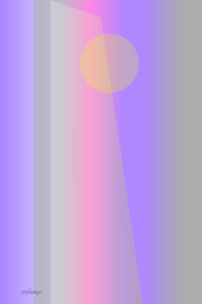 Violet, lavender, and magenta vertical gradients dominate this abstract digital artwork with a soft white circular shape emerging at the top center.