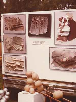 Picture from late 70's of outdoor art fair exhibition of artwork by Marilyn Kemp