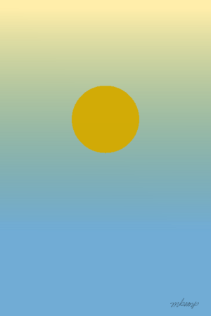 A solid mustard yellow circle is centered against a vertical gradient background that transitions from a pale cream color at the top to a light sky blue at the bottom, creating a smooth color blend across the entire rectangular field.