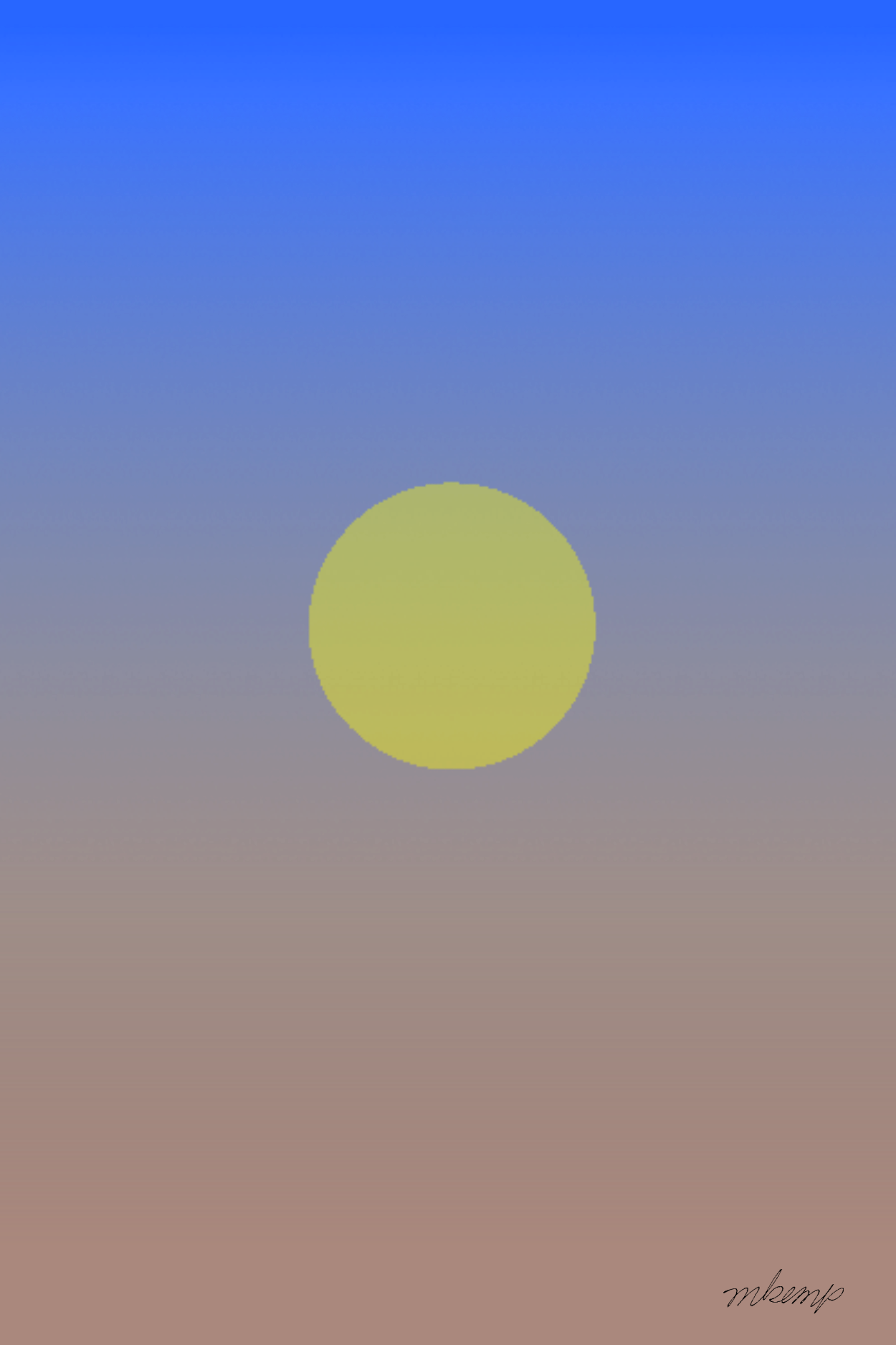 A solid yellow circle centered against a smooth gradient background that transitions from a light blue at the top to a soft, muted pinkish-brown at the bottom, creating a simple and clean graphic composition.