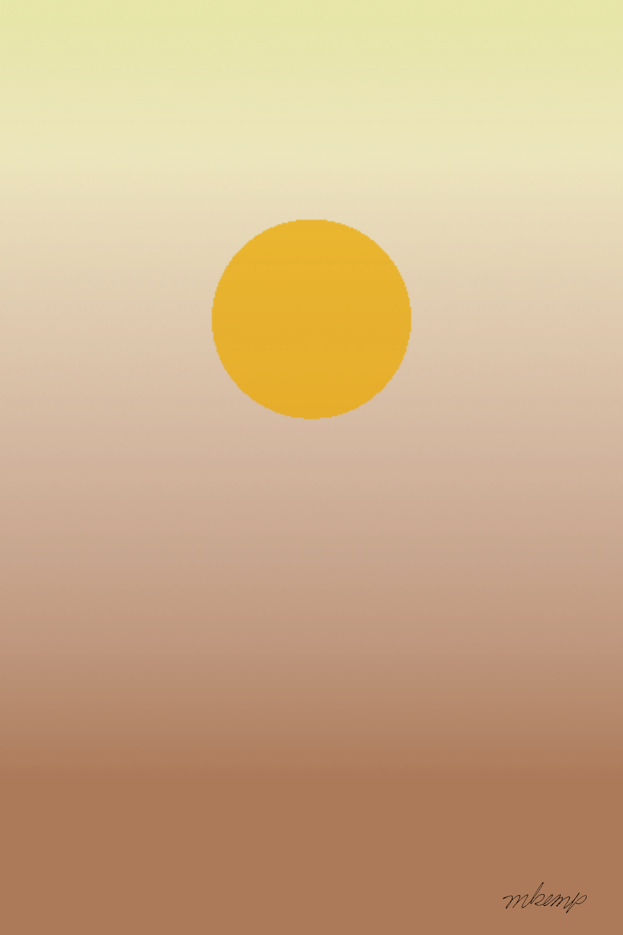 A solid yellow circle is centered in the upper portion of the image, set against a vertical gradient background that transitions from a pale cream color at the top to a warm, earthy brown tone at the bottom of the composition.