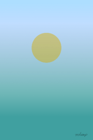 A solid, pale yellow circle is centered in the upper portion of the frame. The background features a smooth, vertical gradient that transitions from a light sky blue at the top to a deeper, saturated teal at the bottom edge.