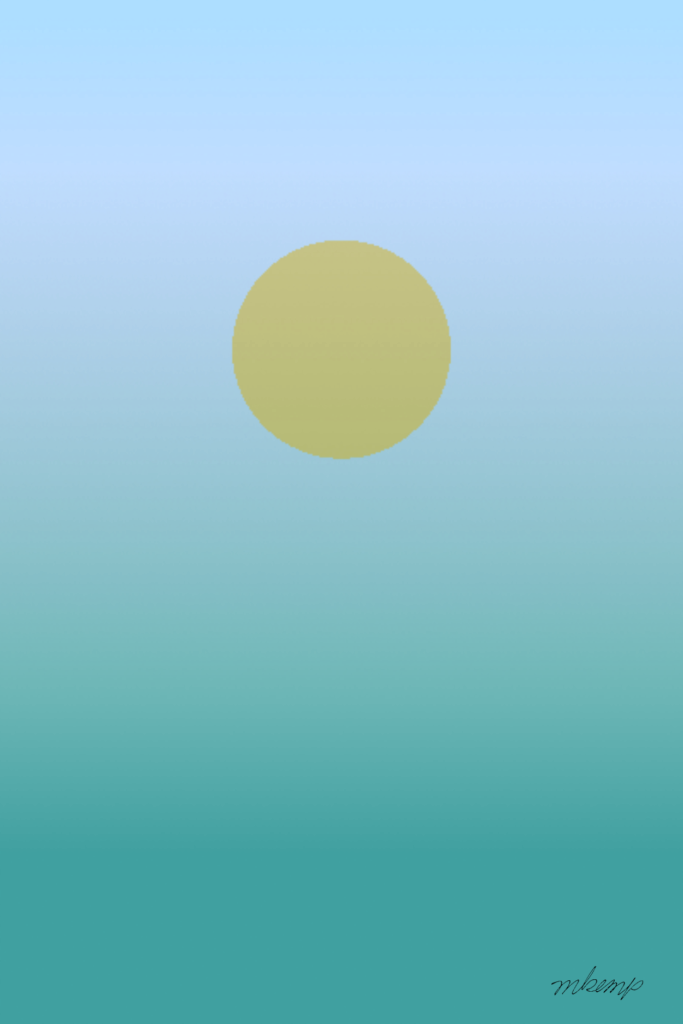A solid, pale yellow circle is centered in the upper portion of the frame. The background features a smooth, vertical gradient that transitions from a light sky blue at the top to a deeper, saturated teal at the bottom edge.