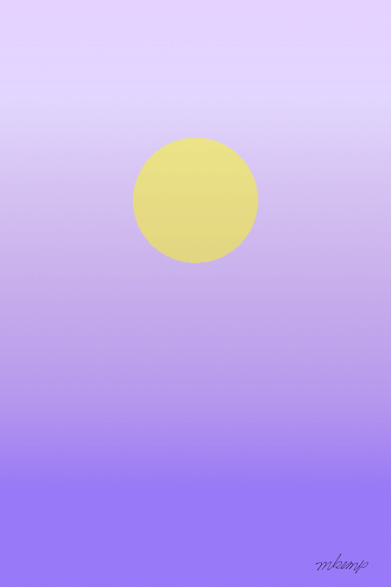 A rectangular poster featuring a vertical gradient background transitioning from light lavender at the top to deep violet at the bottom, with a solid yellow circle centered in the upper half.