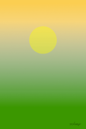 A rectangular poster print featuring a gradient background transitioning from yellow at the top to green at the bottom, with a solid yellow circle centered in the upper portion.